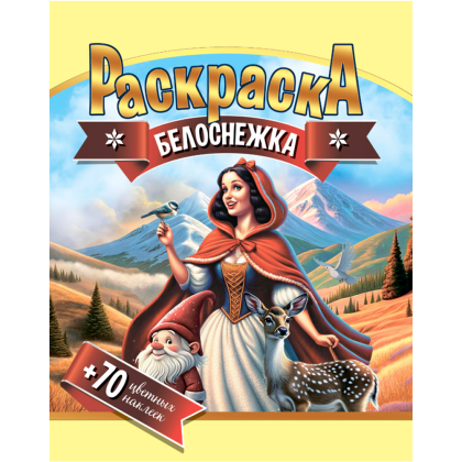 Раскраска с наклейками "Белоснежка + 70 цветных наклеек"