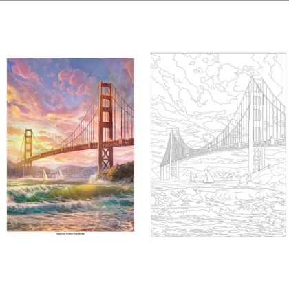 Раскраска на английском языке "Thomas Kinkade Studios. Inspired Destinations. A Coloring Book for Travelers" - 2