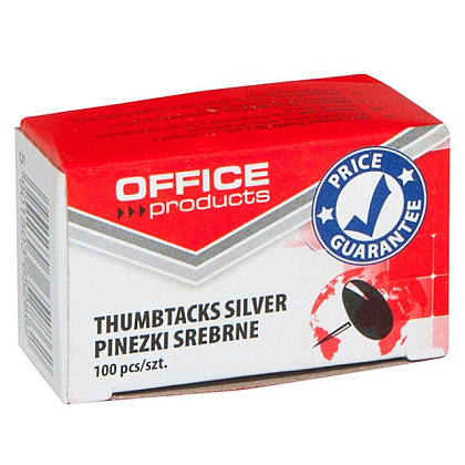 Кнопки-гвоздики "Office Products", 8 мм, 100 шт, серебристый