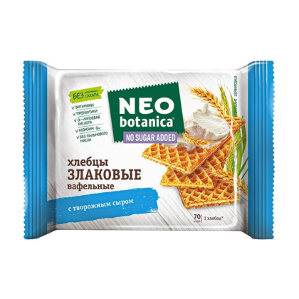 Вафельные хлебцы "Neo-botanica NO SUGAR ADDED", злаковые с творожным сыром, 75 г.