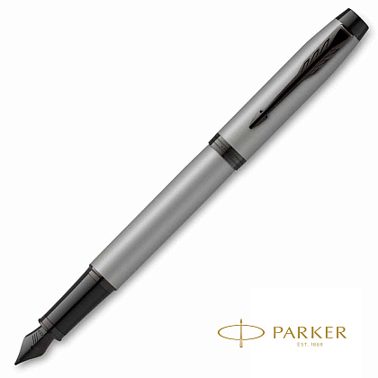 Ручка перьевая Parker "IM Achromatic F317", F, серый, черный, патрон синий