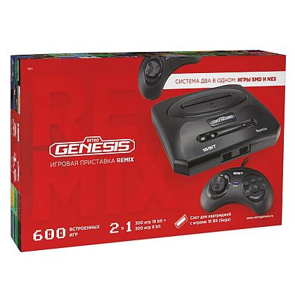 Игровая приставка Retro Genesis Remix Wireless ZD-05A, 8+16Bit, 600 игр, 2 джойстика