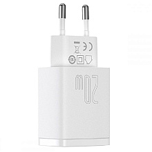 Сетевое зарядное устройство Baseus "CCXJ-B02", Compact Quick Charger USB+Type-C 20W, белый