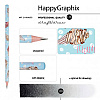 Карандаш чернографитный "HappyGraphix. Сахарный рожок", HВ, без ластика, голубой, белый - 3