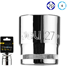Головка торцевая шестигранная Deli YS EDQ4027 1/2", 27 мм, серебристый