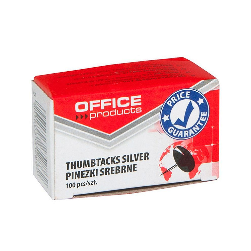 Кнопки-гвоздики "Office Products", 8 мм, 100 шт, серебристый