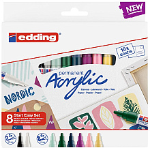 Набор маркеров акриловых "Edding Starter Set Nordic", 8 шт.