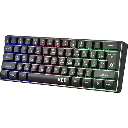 Клавиатура Defender "Red GK-116 RU", USB, проводная, радужная подсветка, черный - 2