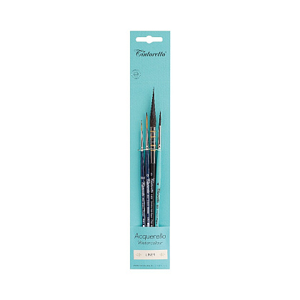 Кисть "Tintoretto. Liners watercolor selection", синтетика, набор 4 шт. 