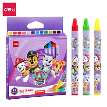 Мелки восковые Deli "Paw Patrol", 12 цветов, ассорти