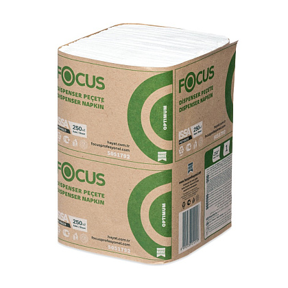 Салфетки бумажные Focus Optimum, 24х18 см, 1 слой, белый, 250 листов - 2