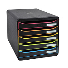 Блок из 5 лотков закрытый Exacompta "BlackOffice Big Box Plus", 347x278x271 мм, 5 лотков