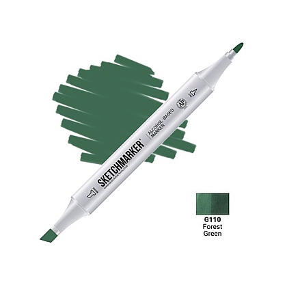 Маркер перманентный двусторонний "Sketchmarker", G110 зеленый лес