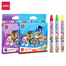 Мелки восковые Deli "Paw Patrol", 12 цветов, ассорти