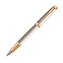 Ручка перьевая Parker "IM Premium Pearl GT", F, белый, золотистый, патрон синий