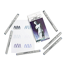 Набор маркеров перманентных двусторонних "Sketchmarker Cool Gray", 6 шт.