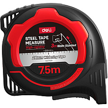 Рулетка Deli RS EDL377528, 7.5 м х 28 мм, метрическая, черный, красный