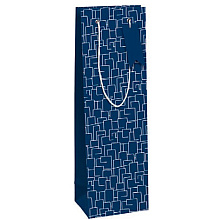 Пакет бумажный подарочный "Men in blue" для бутылки, 12.7x9x35.5 см, синий