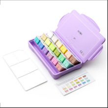 Краски гуашевые "Himi Jelly Cup. Pastel colors", 18 цветов, кювета, фиолетовый футляр