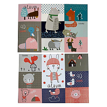 Альбом для рисования "Animals", A4, 40 листов, склейка, ассорти