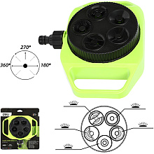 Дождеватель-разбрызгиватель Deli GS EDL581300, 3/4", 5 функций, круговой, ударопрочный пластик, черный, зеленый
