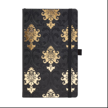 Блокнот "Baroque Gold", А5, 96 листов, линейка, на резинке, черный, золотистый