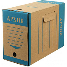 Коробка архивная "Эко", 150x327x240 мм, бурый, синий