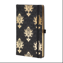 Блокнот "Baroque Gold", А5, 96 листов, линейка, на резинке, черный, золотистый