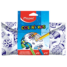 Пенал Maped "Colorpeps", 1 отделение, с наполнением, белый, синий