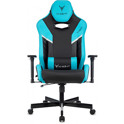 Кресло игровое Бюрократ Knight Thunder 5X экокожа, черный, голубой, металл - 2