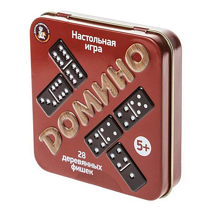 Игра настольная "Домино" в металлической коробке - 5