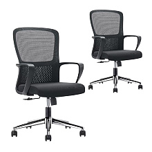Кресло для персонала SitZone U-069B, сетка, ткань, черный, 2 шт/упак