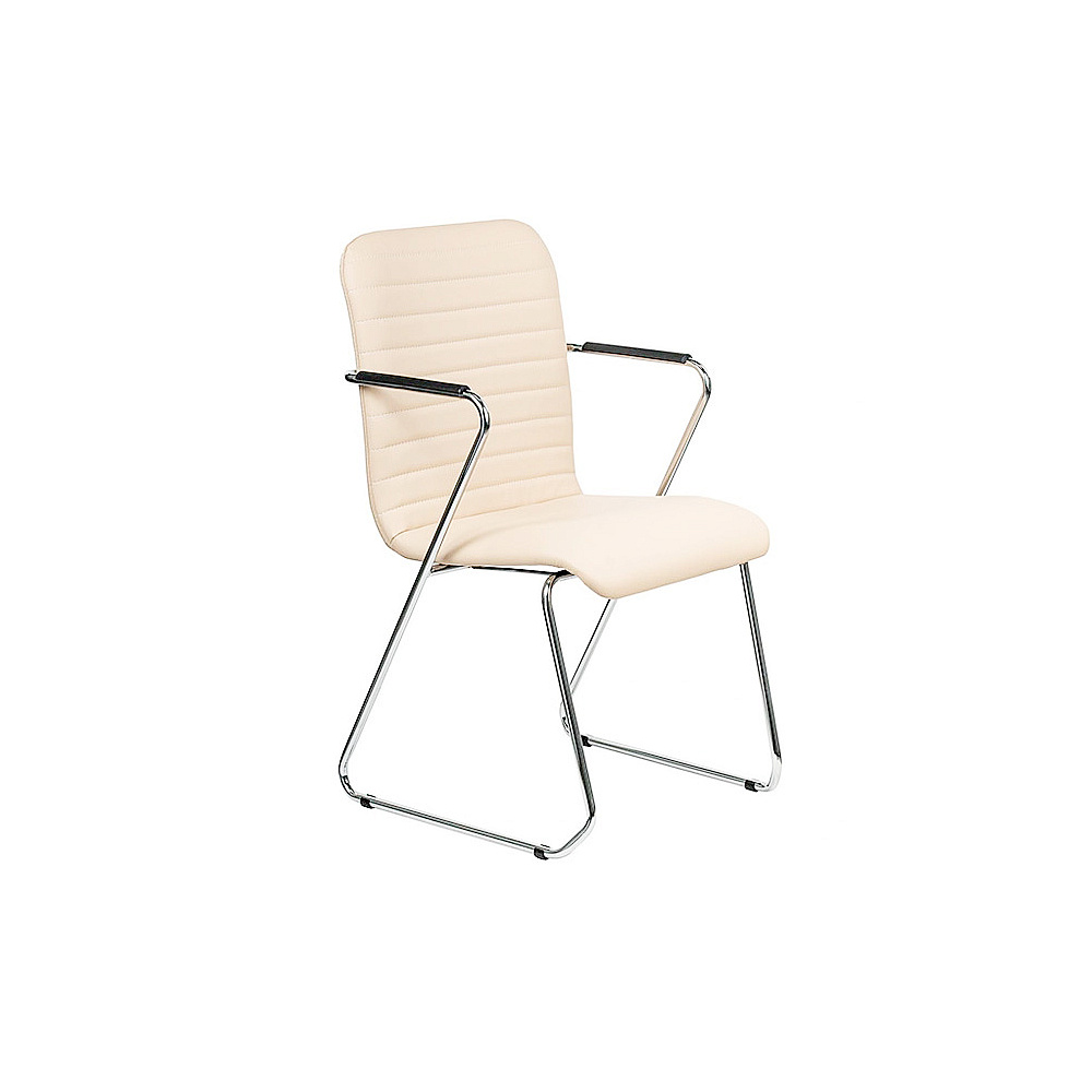 Кресло для посетителей SitUp TASK chrome экокожа, кремовый