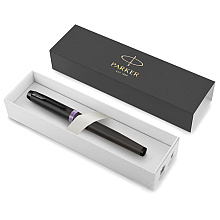 Ручка-роллер Parker "IM Vibrant Rings T315 Amethyst Purple PVD", 0,5 мм, черный, фиолетовый, стерж. черный