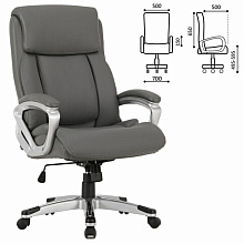 Кресло для руководителя BRABIX PREMIUM "Level EX-527", экокожа, серый, пластик 