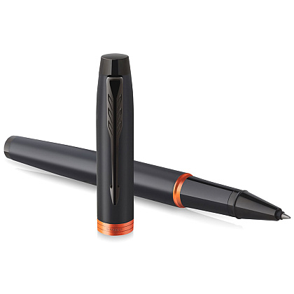 Ручка-роллер Parker "IM Vibrant Rings T315 Flame Orange PVD", 0,5 мм, черный, оранжевый, стерж. черный - 3