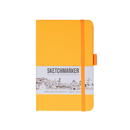 Скетчбук "Sketchmarker", 9x14 см, 140 г/м2, 80 листов, оранжевый неон