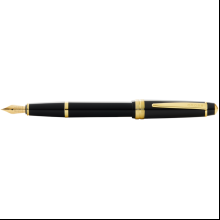 Ручка перьевая F "Bailey Light Polished Black Resin and Gold Tone", черный, золотой