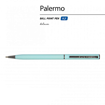 Ручка шариковая автоматическая "Palermo", 0.7 мм, нежно-голубой, серебристый, стерж. синий - 3