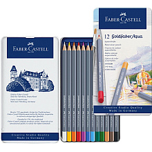 Карандаши цветные акварельные "Goldfaber Aqua", 12 цветов, металлическая упаковка