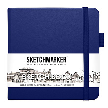 Скетчбук "Sketchmarker", 12x12 см, 140 г/м2, 80 листов, королевский синий