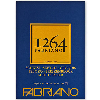 Блок-склейка бумаги для скетчинга "Fabriano. 1264", 29,7х42 см, 90 г/м2, 100 листов