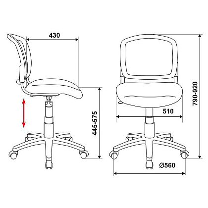 Кресло для детей Бюрократ "CH-W296NX/15-48", ткань, пластик, белый, серый - 5