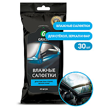Салфетки влажные для очистки стекол, зеркал и фар, 30 шт/упак