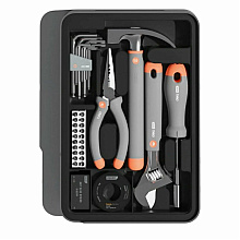 Набор ручного инструмента Deli HS H1001-ADE, 15 предметов, бокс, Soft Touch, оранжевый