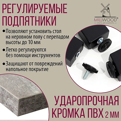 Стол письменный Millwood Лофт Сиэтл (ДТ-5), 1300х700 мм, бетон, черный - 7