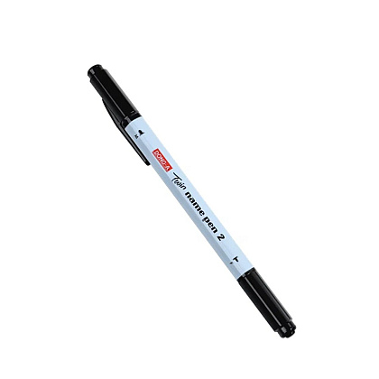 Маркер перманентный "Twin Name Pen", двусторонний, черный - 2
