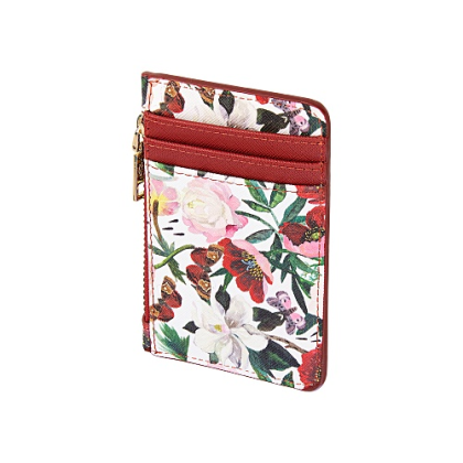 Футляр для визитных и кредитных карт "Flora. Пионы", белый, красный