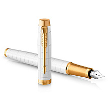 Ручка перьевая Parker "IM Premium Pearl GT", F, белый, золотистый, патрон синий