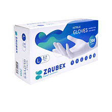 Перчатки нитриловые неопудренные Zaubex, одноразовые, р-р L, 200 шт/уп, голубой